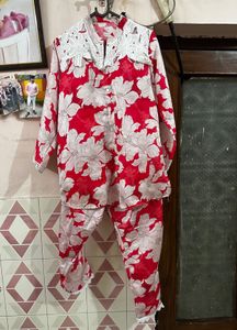 Floral Print Satin Pajama Set