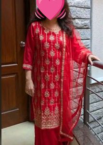 Sangria Red Floral Embroidered Sharara Set💗