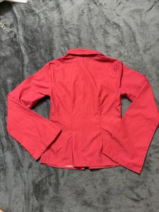 Chic Red Striped Button-Up Shirt