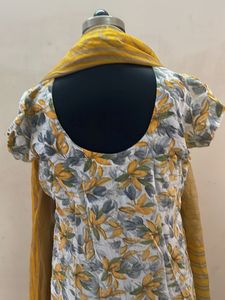 Yellow Floral Kurta Set with Dupatta