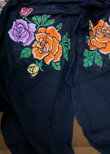 hand painted black cotton dupatta