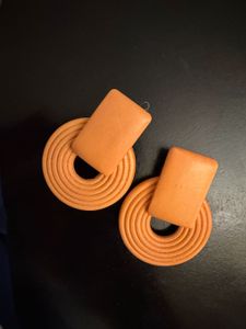 Orange Geometric Statement Earrings