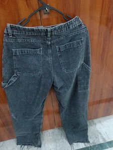 Washed Black Denim Cargo Pants