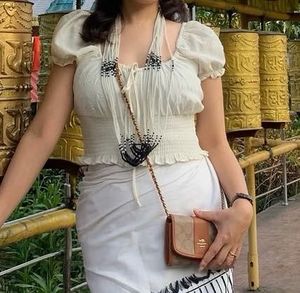 H &amp; M Cream Puff Sleeve Crop Top