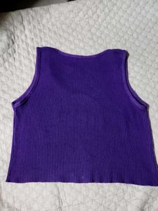 Purple Ribbed Crop Top