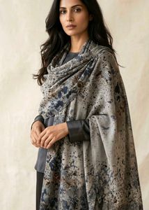 Stylish Grey Abstract Print Stawl