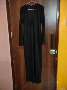 shein Black Long Sleeve Maxi Dress