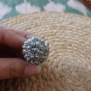 Oxidized Silver Colour Statement Ring