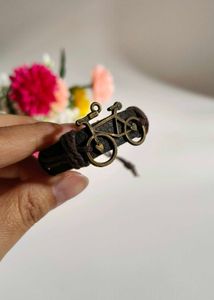 Bicycle Charm Leather Bracelet
