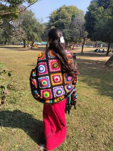 Colorful Crochet Granny Square Shawl