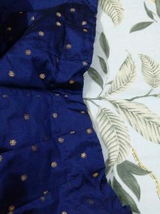 Elegant Blue Skirt with Gold Dots