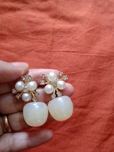 Elegant Pearl & Gemstone Drop Earrings