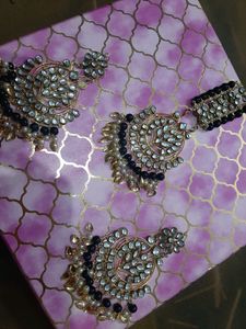 Twinkling Glittering Maangtika &amp; Earrings
