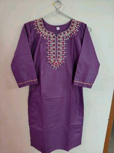 Purple Embroidered Kurta Set