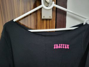 Black back print "TRIPPIN" Crop T-Shirt with one o