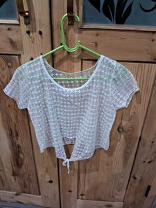 Crochet Crop Top with Tie Detail
