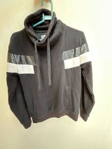 Black Athletic Stripe Sweatshirt (High Neck)