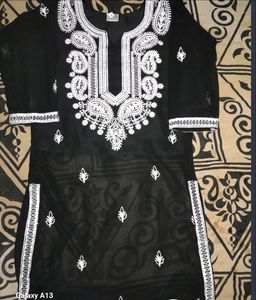 Black Chickenkari Georgette Kurti 🖤