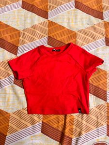 Vibrant Red Cropped Tee