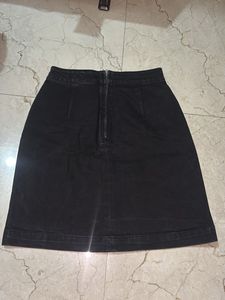 Classic Black Denim Skirt