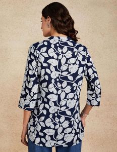Navy Blue Floral Kurta Top