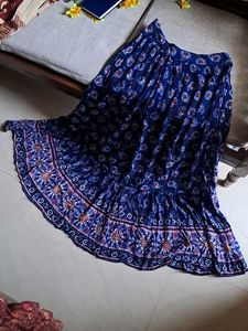 Bohemian Blue Print Midi Skirt