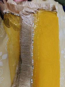 Yellow Dupatta with Tassel Fringe