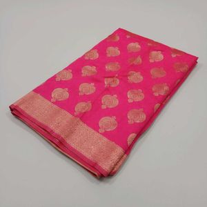 new Vibrant Pink Saree  with blouse piece