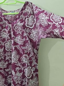 V-Neck Floral Print Kurta