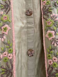 Light green ethnic dress with detachable jacket