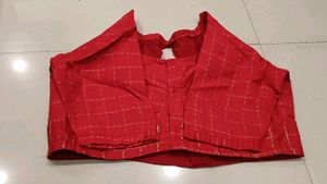 Red &amp; Gold Embellished Blouse