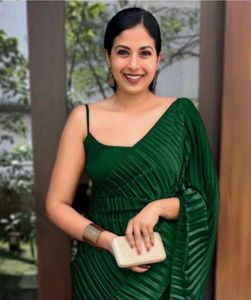 Elegant Green Pleated Saree