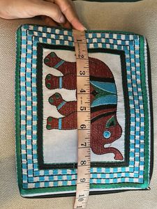 Elephant Embroidered Pouch For Tablet/Mini Lapto