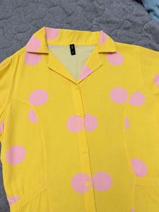 Yellow Polka Dot Button-Up Shirt
