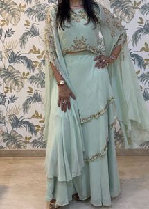 Mint Green Sequined Lehenga Set