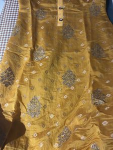 Elegant Mustard Kurta with embroided silk dupatta
