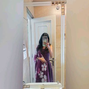 Elegant Purple anarkali Kurta Set with Dupatta