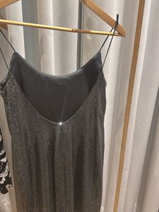 ZARA Sparkly Charcoalish Olive Spaghetti Strap Dre