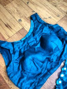 ⚡Stitched Teal Saree With Blouse💙