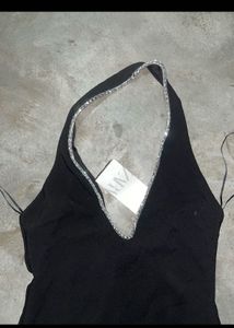 Zara Chic Black Halter Neck Dress