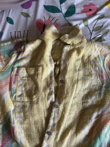 Yellow Patterned Short Sleeve Shirt