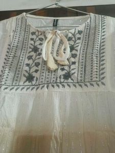 Embroidered Kurta with Tassels &amp; Pom-Poms