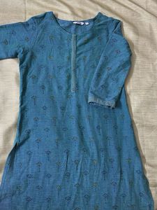 Blue Floral Print Kurta