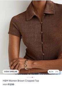 Brown Button-Up Cropped Top