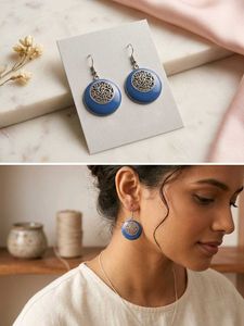 Bohemian Blue Round Dangle Earrings