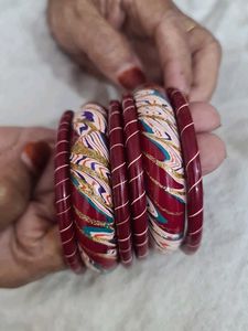 Red &amp; Gold Decorative Bangles ( Lakh Ki Chudi)