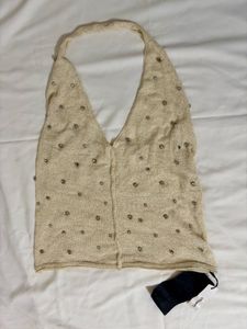 Beaded Halter Neck Top