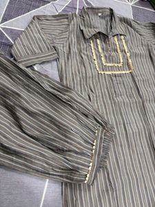 Chanderi silk Striped Kurta Set for Women ✨