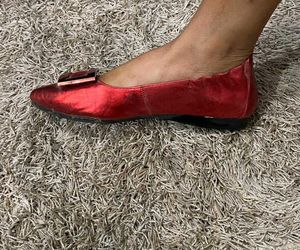 Red Buckle Ballet Flats