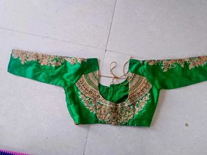 Embroidered Green Silk Blouse